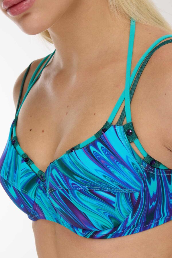 Ayyıldız 5627 Turkuaz Desenli Bikini Takımı - 2