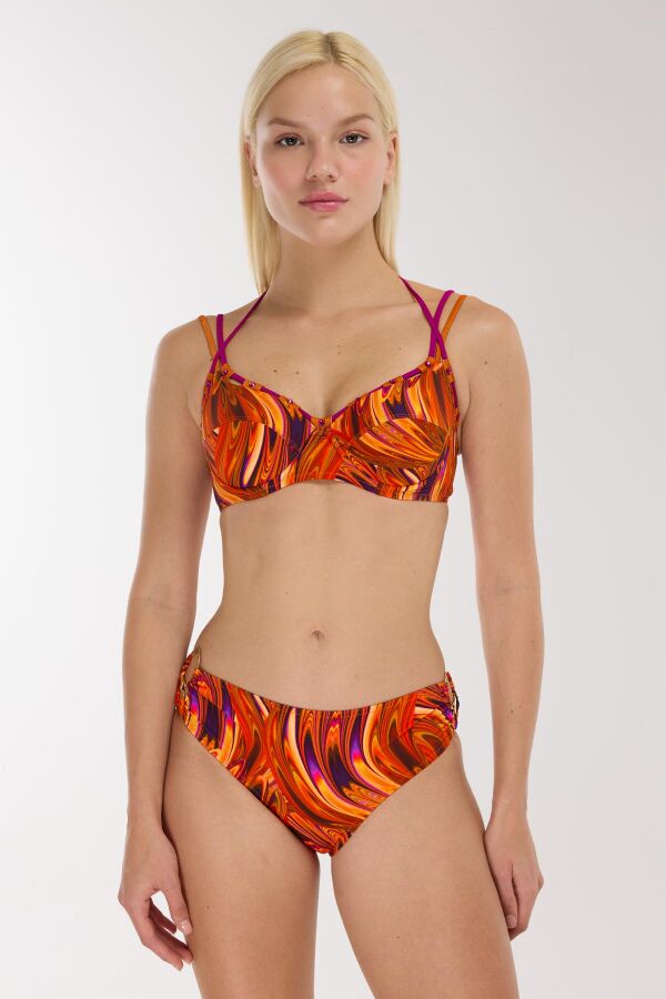 Ayyıldız 5627 Turuncu Desenli Bikini Takımı - 1