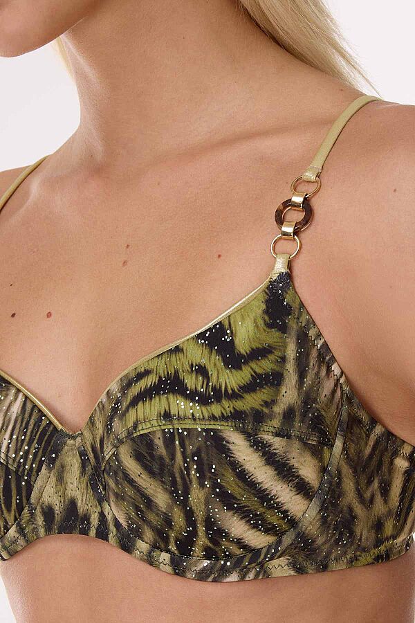 Ayyıldız 5630 Yeşil Simli Leopar Balkonet Bikini Takımı - 2