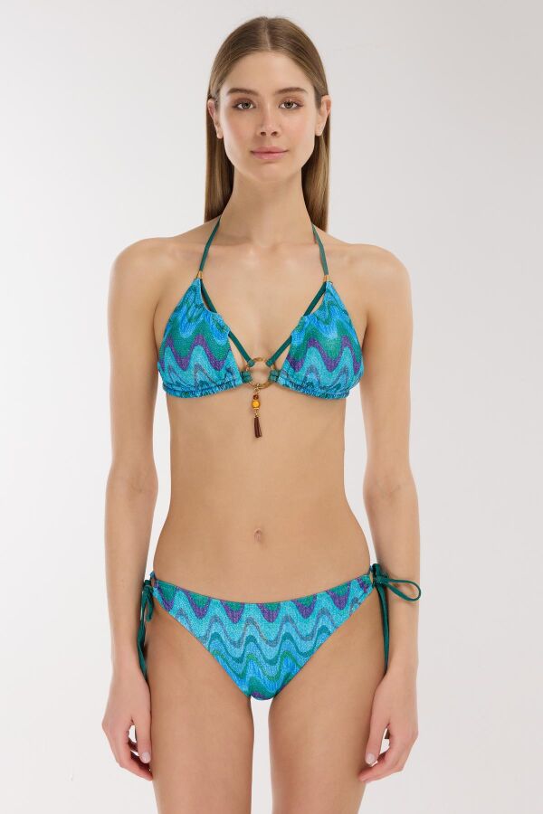 Ayyıldız 5633 Mavi Simli Bikini Takımı - 1