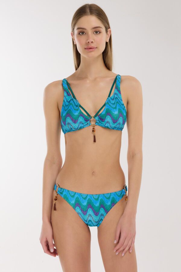 Ayyıldız 5634 Mavi Simli Bikini Takımı - 1