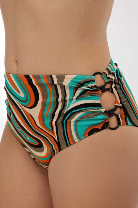 Ayyıldız 5643 Yeşil Desenli Yüksek Bel Bikini Takımı - 3