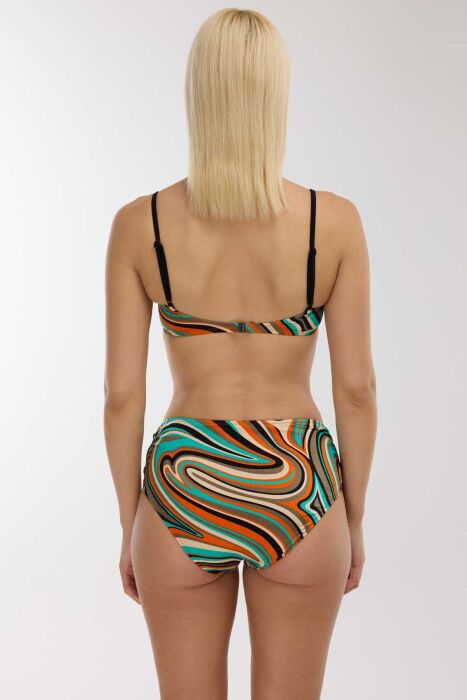 Ayyıldız 5643 Yeşil Desenli Yüksek Bel Bikini Takımı - 4