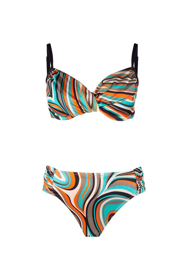 Ayyıldız 5644 Yeşil Desenli Toparlayıcı Bikini Takımı - 5