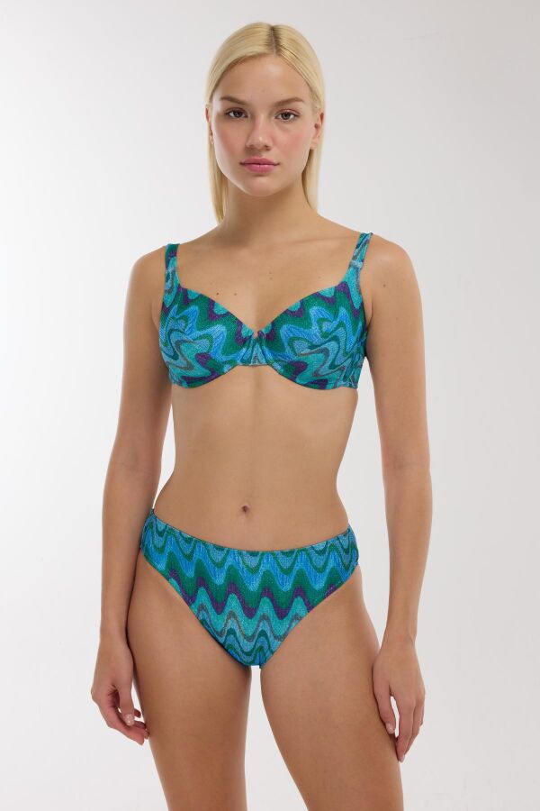 Ayyıldız 5646 Mavi Simli Toparlayıcı Bikini Takımı - 1