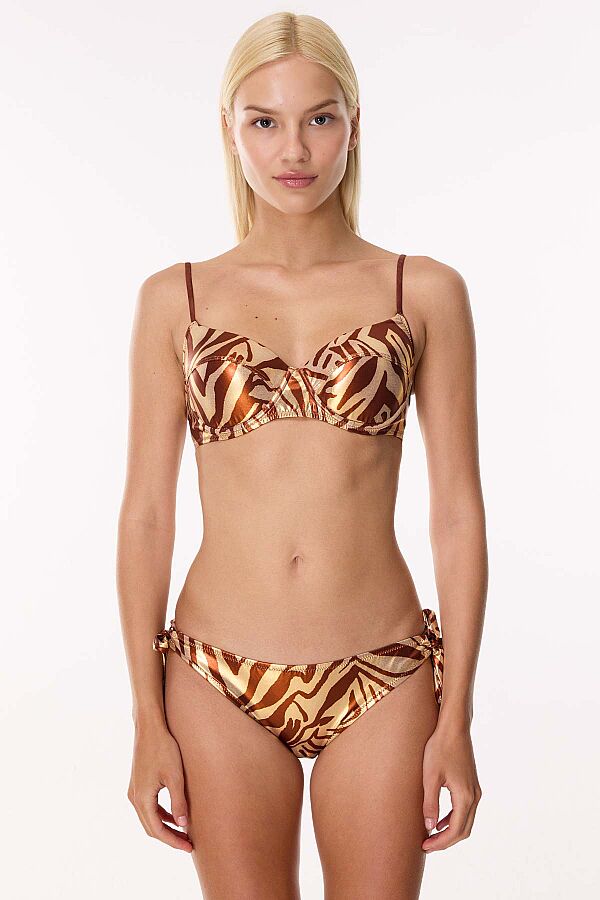 Ayyıldız 5648 Parlak Kahverengi Balkonet Bikini Takımı - 1