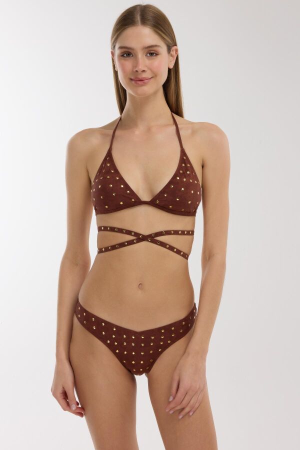Ayyıldız 5701 Kahverengi Üçgen Bikini Takımı - 1