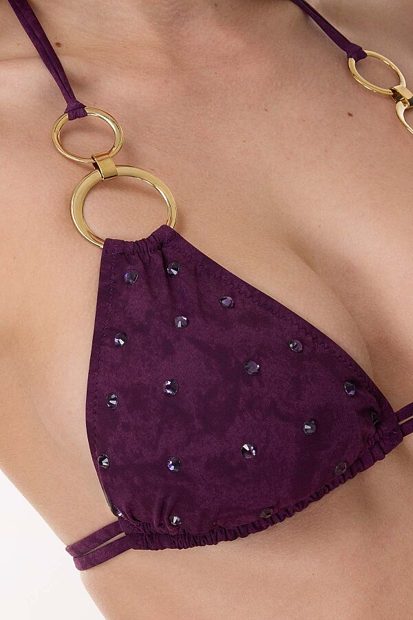 Ayyıldız 5703 Mor Aksesuarlı Üçgen Bikini Takımı - 2