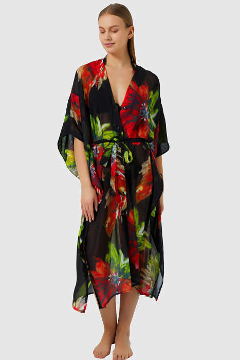 Ayyıldız 5808 Siyah Plaj Elbisesi - AYYILDIZ