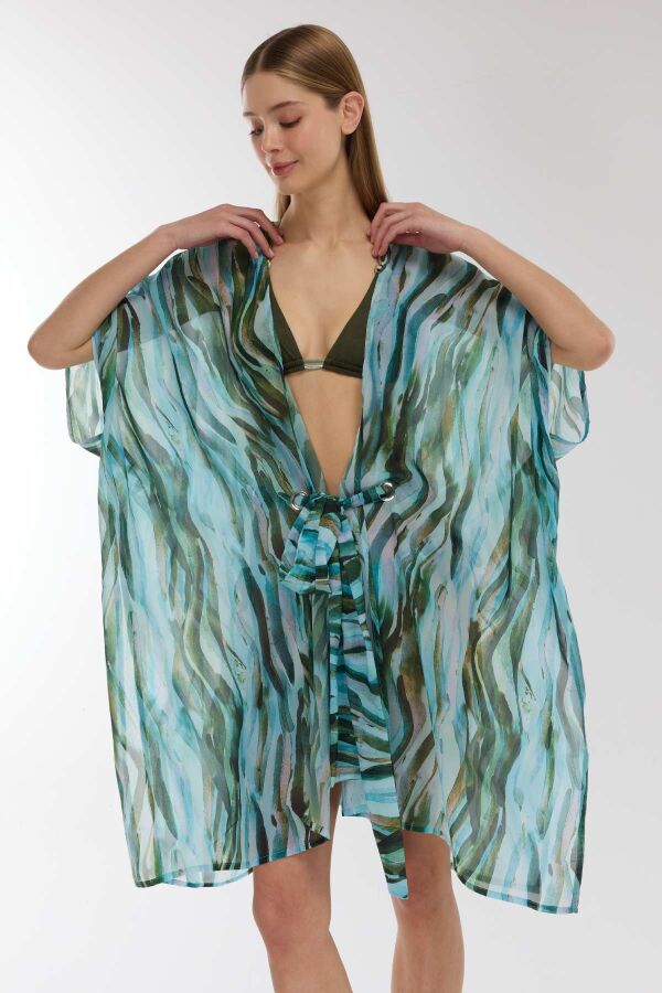 Ayyıldız 5808 Yeşil Desenli Plaj Elbisesi - 2