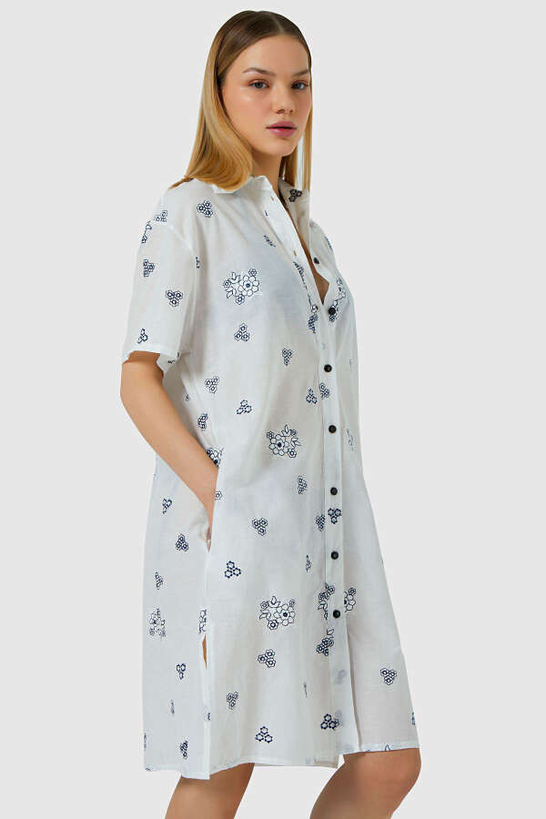 Ayyıldız 3863 Beyaz Siyah Plaj Elbisesi - 3