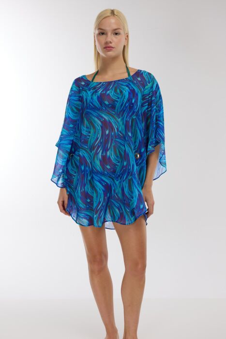 Ayyıldız 5900 Turkuaz Desenli Plaj Elbisesi - AYYILDIZ (1)