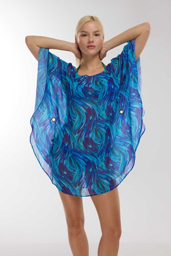 Ayyıldız 5900 Turkuaz Desenli Plaj Elbisesi - 1