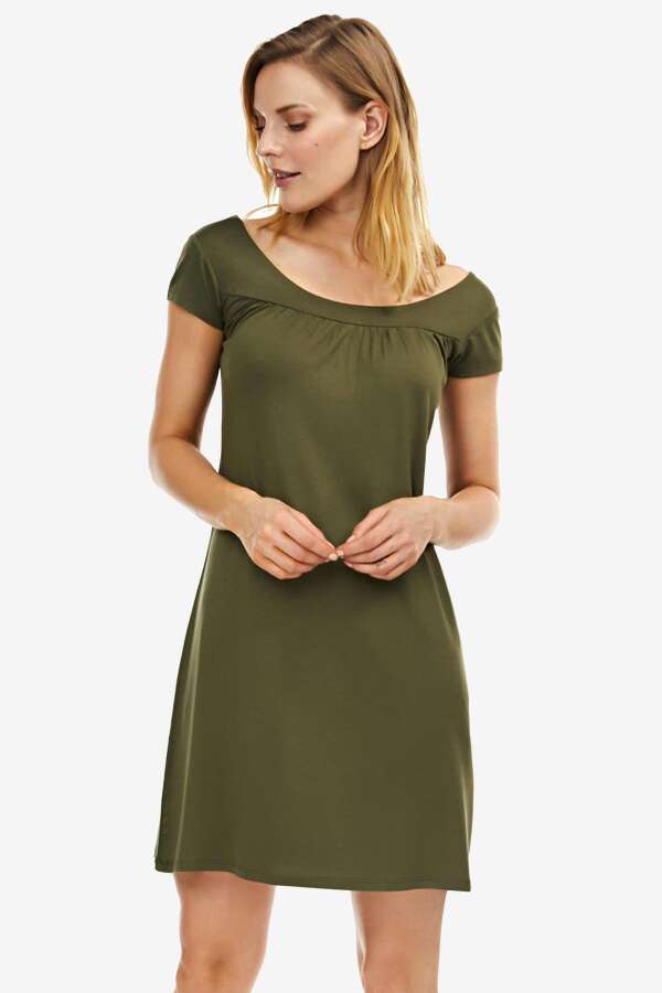 Ayyıldız 59333 Haki Penye Elbise - 1