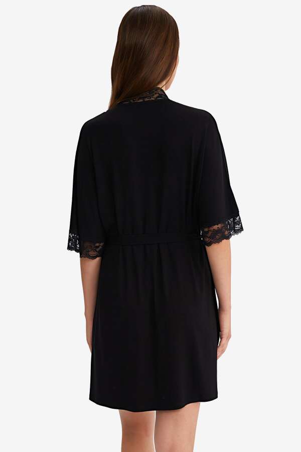 Ayyıldız 59441 Siyah Penye Sabahlık - 2