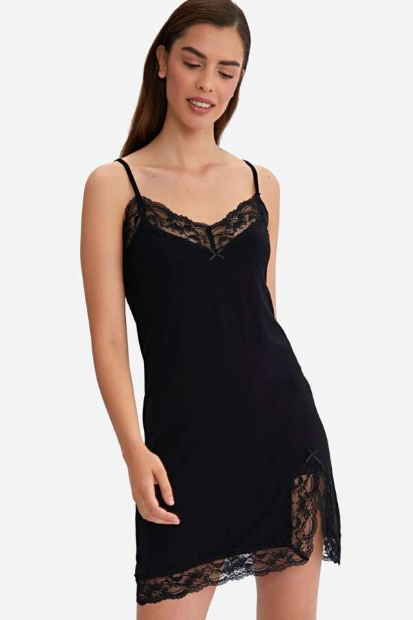 Ayyıldız 59442 Siyah Penye Gecelik - 1