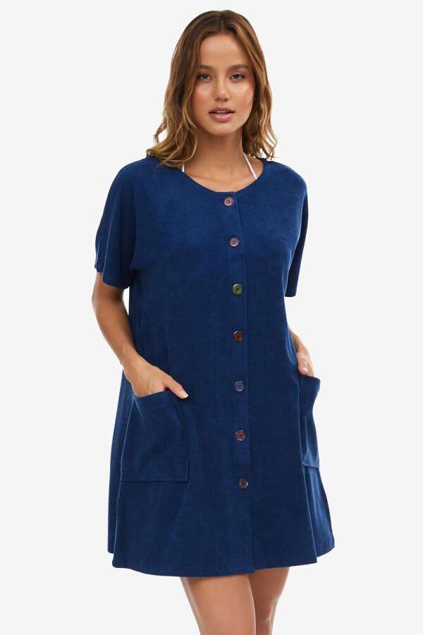 Ayyıldız 59515 Lacivert Havlu Elbise - 1