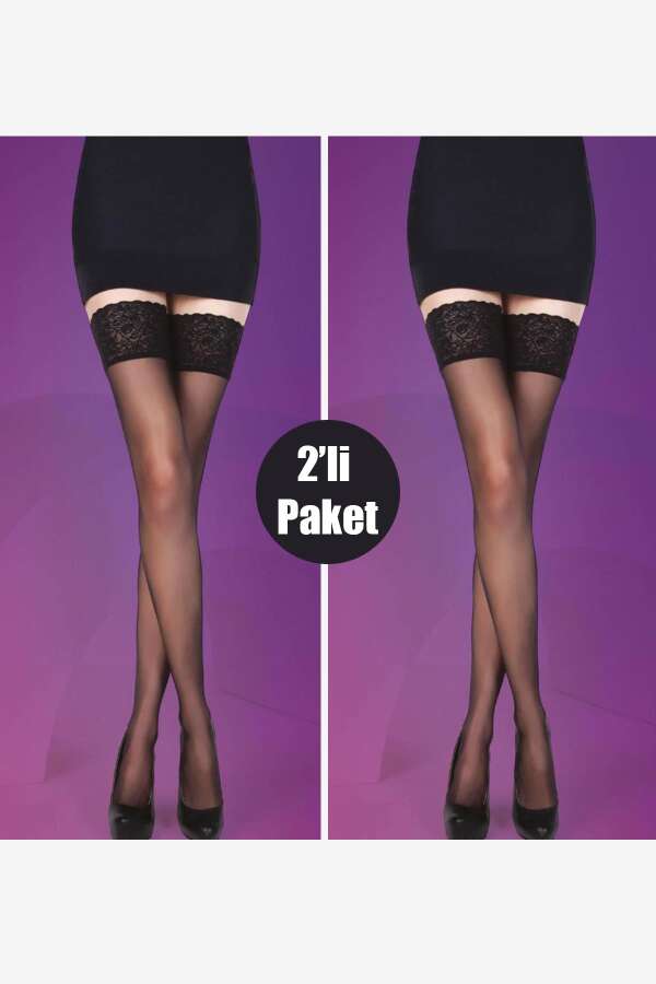 Ayyıldız 600 Siyah Jartiyer Çorabı 2'li Paket - 1