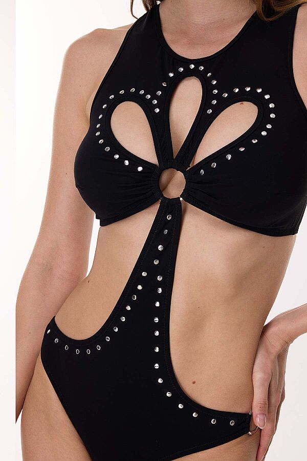 Ayyıldız 6105 Siyah Zımba Detaylı Mayokini - 2