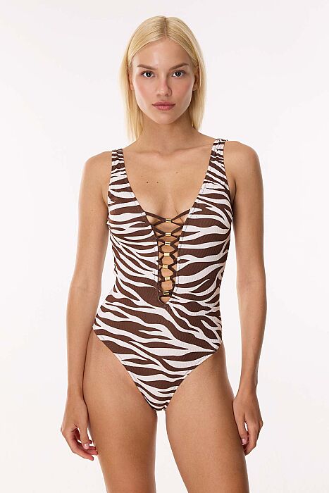 Ayyıldız 6208 Kahverengi Zebra Askılı Mayo - AYYILDIZ