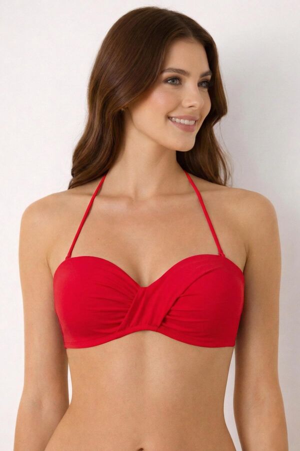 Ayyıldız 63549 Kırmızı Straplez Bikini Üstü - 1