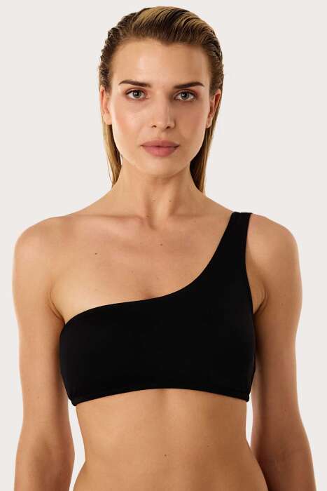 Ayyıldız 63566 Tek Omuz Siyah Bikini Üstü - 1