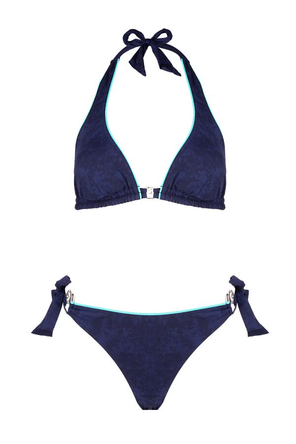 Ayyıldız 6501 Lacivert Aksesuarlı Üçgen Bikini Takımı - 4