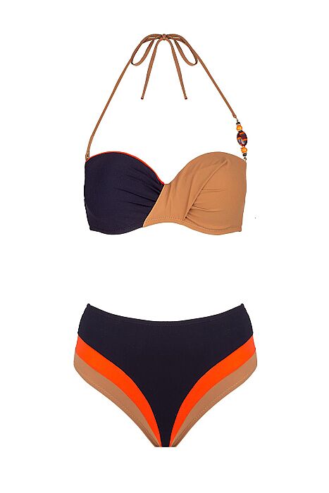 Ayyıldız 6504 Siyah Kahverengi Straplez Bikini Takımı - 4