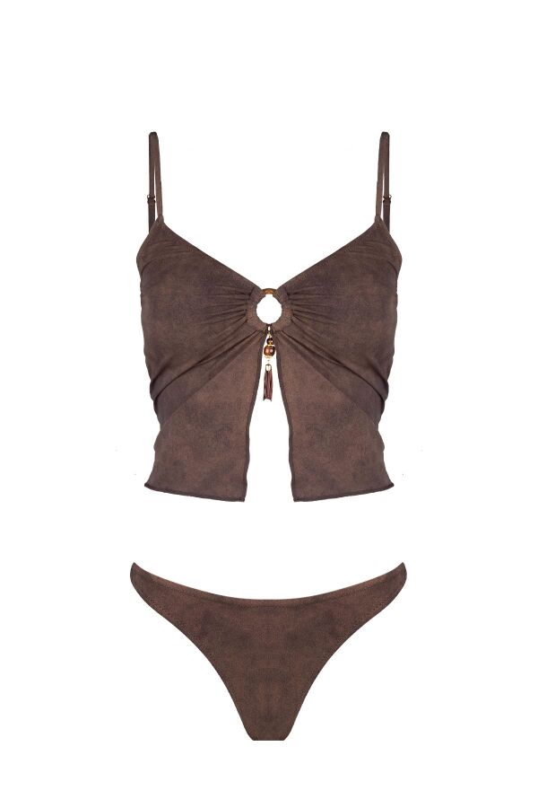 Ayyıldız 6507 Kahverengi Büstiyer Bikini Takımı - 4