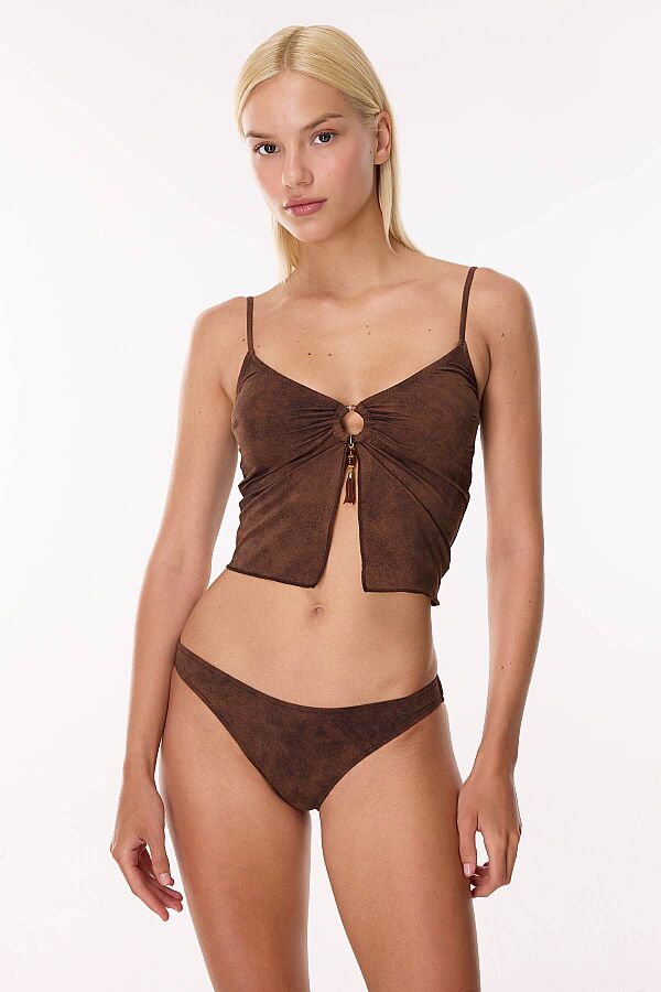 Ayyıldız 6507 Kahverengi Büstiyer Bikini Takımı - 1