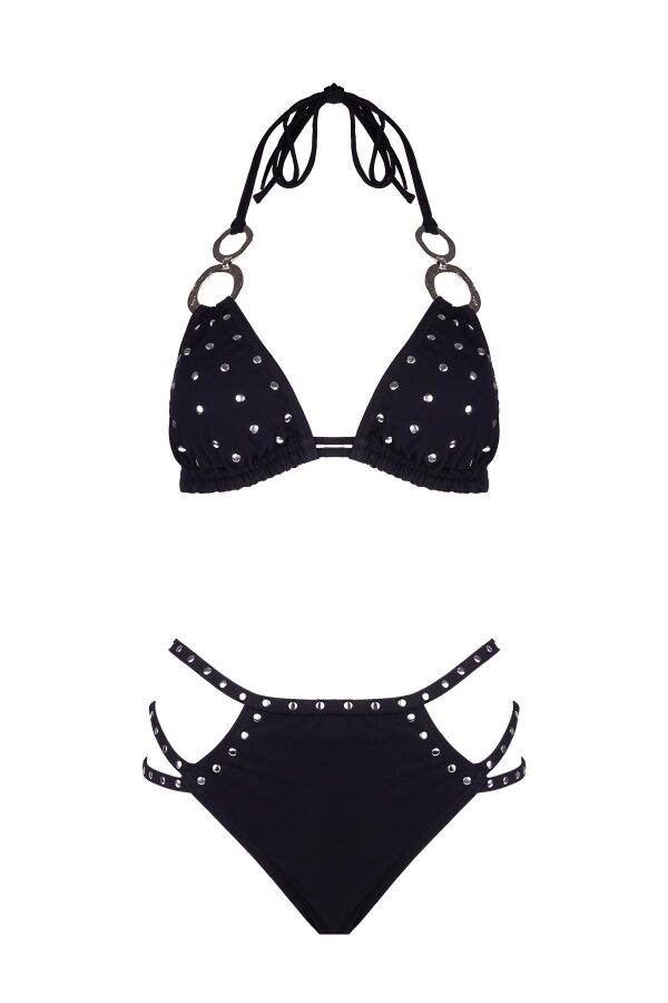 Ayyıldız 6510 Siyah Boyundan Bağlamalı Üçgen Bikini Takımı - 5