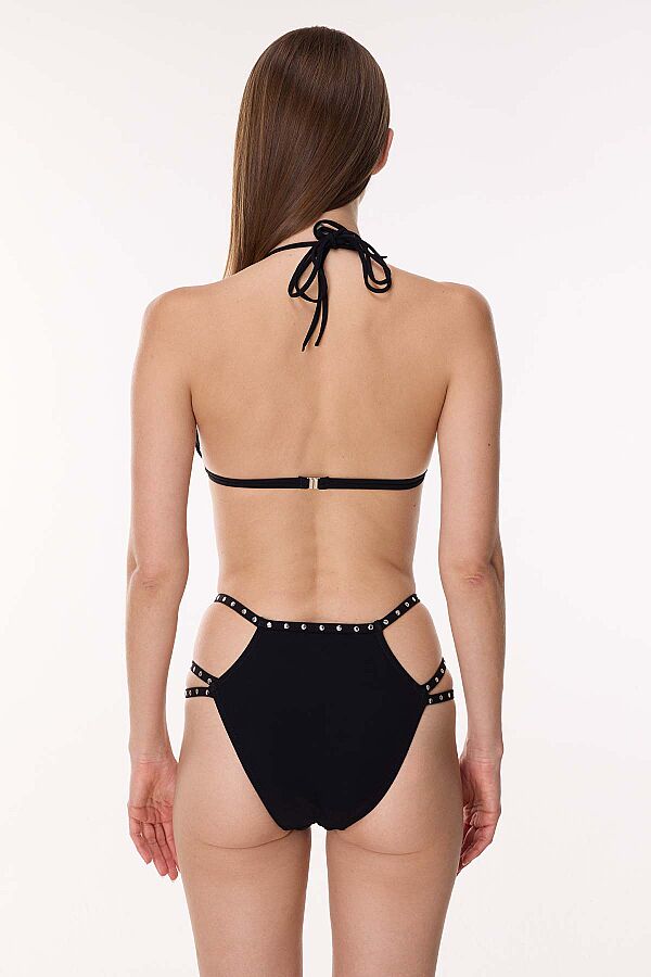 Ayyıldız 6510 Siyah Boyundan Bağlamalı Üçgen Bikini Takımı - 4