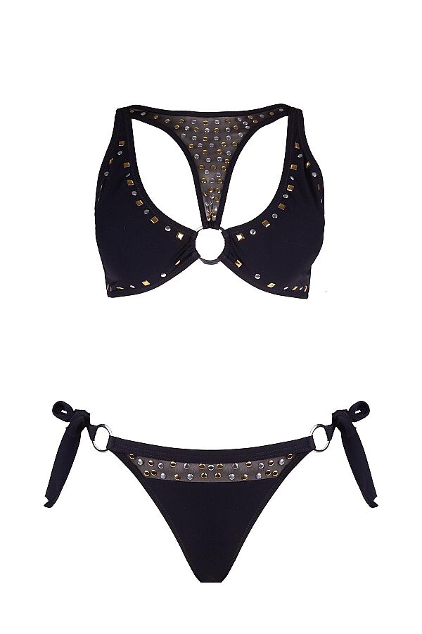 Ayyıldız 6515 Siyah Zımba Detaylı Bikini Takımı - 4