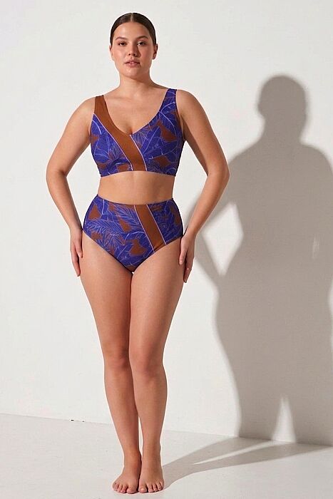 Ayyıldız 6602 Lila Kahverengi Toparlayıcı Büstiyer Bikini Takımı - AYYILDIZ