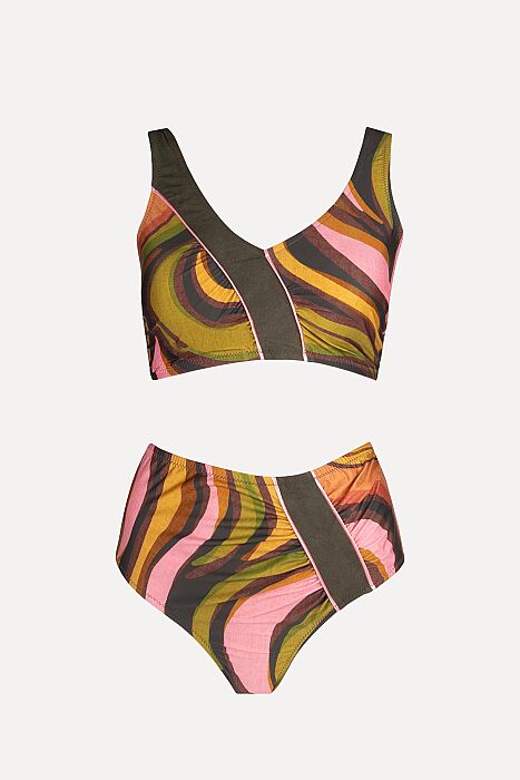 Ayyıldız 6602 Yeşil Kahverengi Toparlayıcı Büstiyer Bikini Takımı - 3