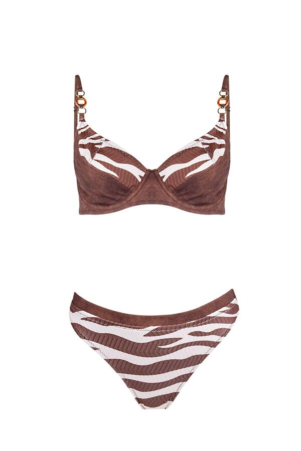 Ayyıldız 6604 Kahverengi Zebra Balkonet Bikini Takımı - 4
