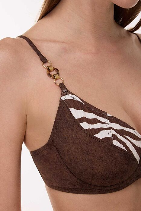 Ayyıldız 6604 Kahverengi Zebra Balkonet Bikini Takımı - AYYILDIZ (1)