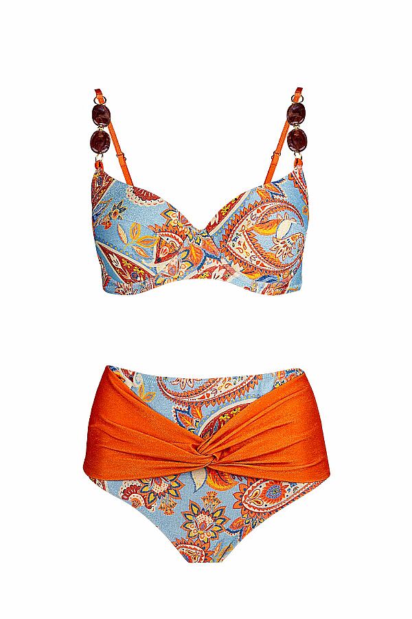 Ayyıldız 6608 Şal Desenli Yüksek Bel Bikini Takımı - 5