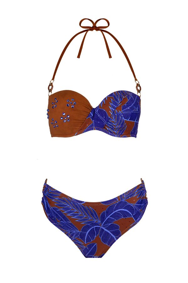 Ayyıldız 6615 Lila Kahverengi Straplez Bikini Takımı - 4