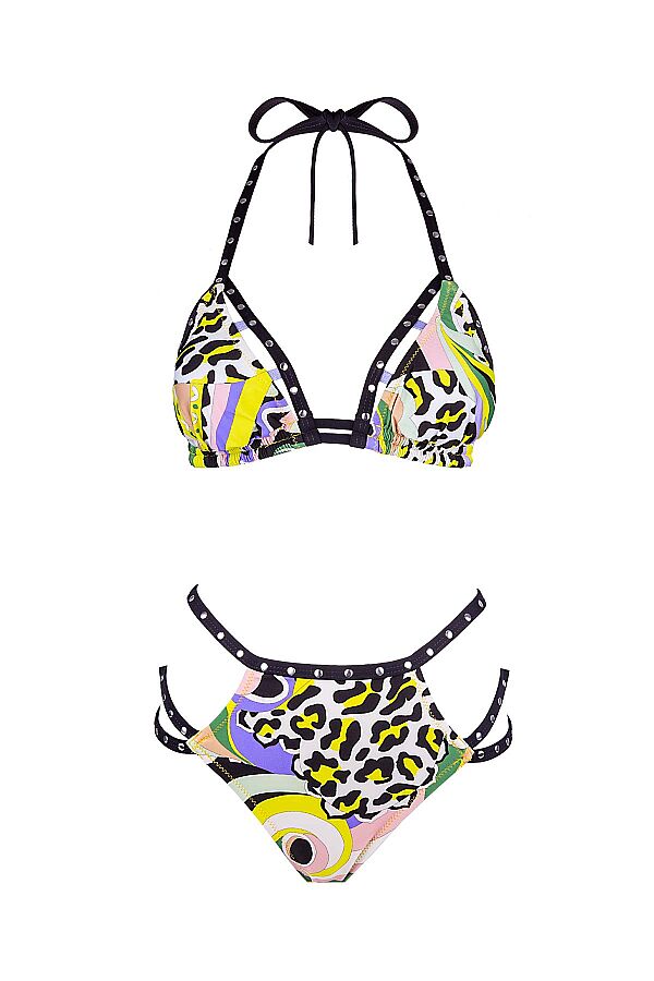 Ayyıldız 6618 Sarı Lila Desenli Bikini Takımı - 4