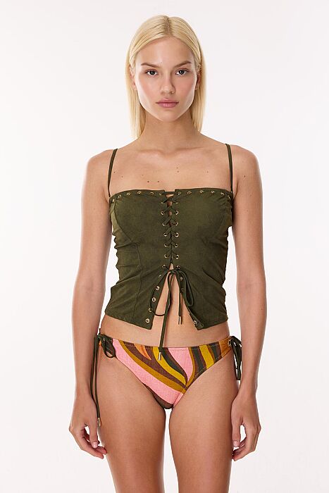 Ayyıldız 6620 Yeşil Kahverengi Büstiyer Bikini Takımı - AYYILDIZ