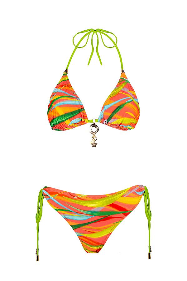Ayyıldız 6621 Turuncu Yeşil Üçgen Bikini Takımı - 4