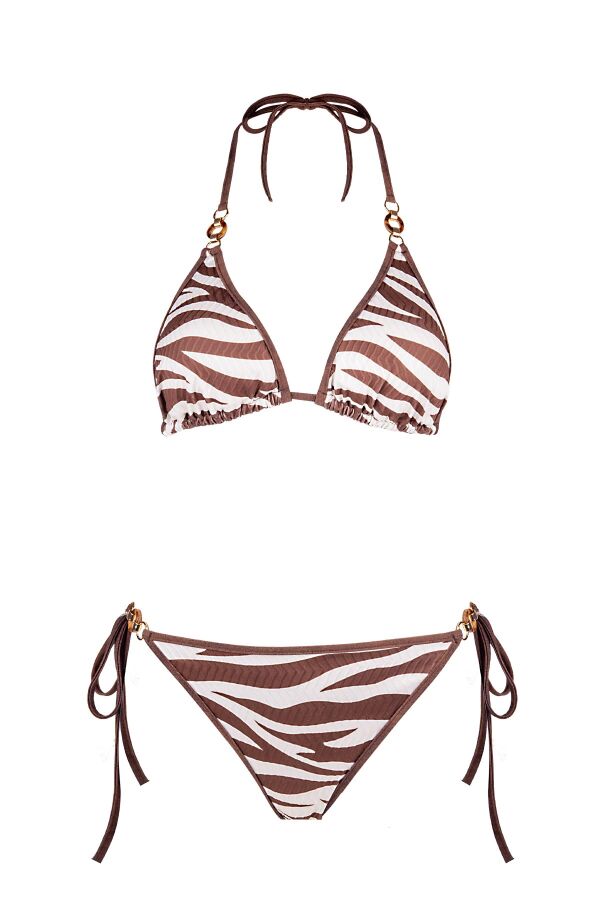Ayyıldız 6622 Kahverengi Zebra Üçgen Bikini Takımı - 4