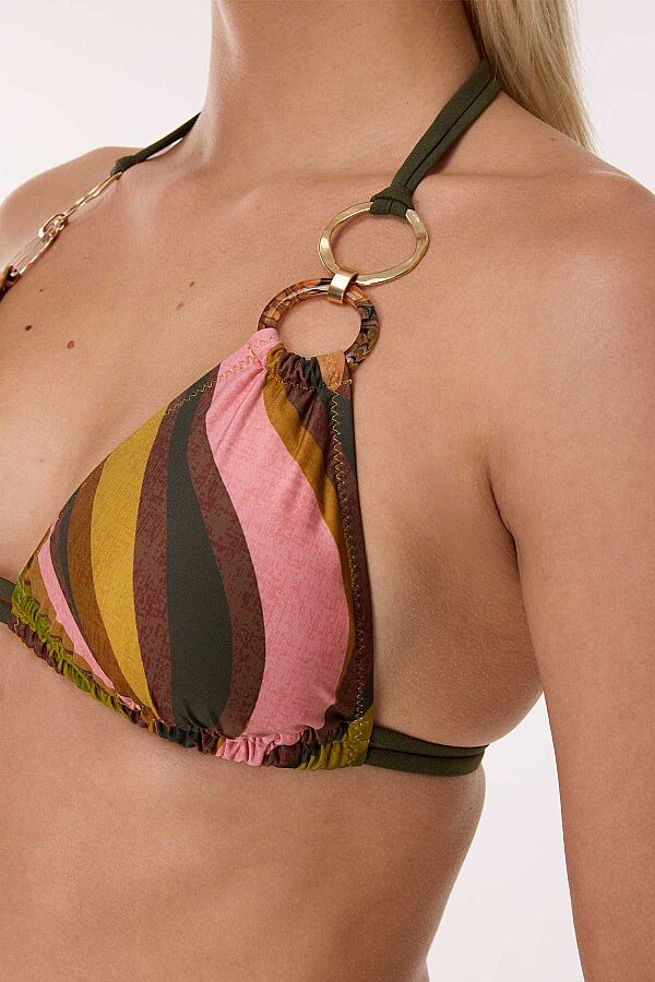 Ayyıldız 6623 Yeşil Kahverengi Üçgen Bikini Takımı - 2