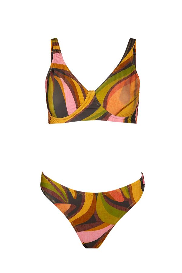 Ayyıldız 6624 Yeşil Kahverengi Kapsız Toparlayıcı Bikini Takımı - 4