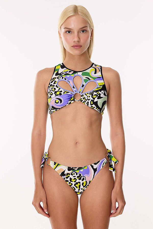 Ayyıldız 6628 Sarı Beyaz Desenli Bikini Takımı - 1