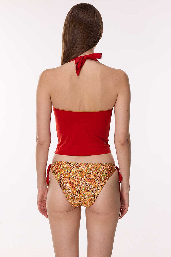 Ayyıldız 6630 Turuncu Şal Desenli Büstiyer Bikini Takımı - 4