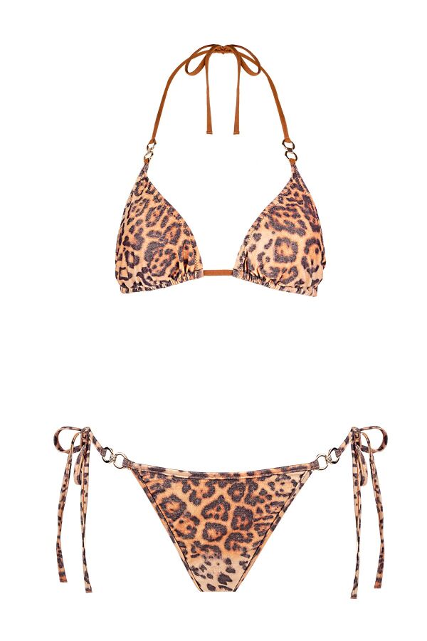 Ayyıldız 6631 Simli Leopar Desenli Üçgen Bikini Takımı - 4