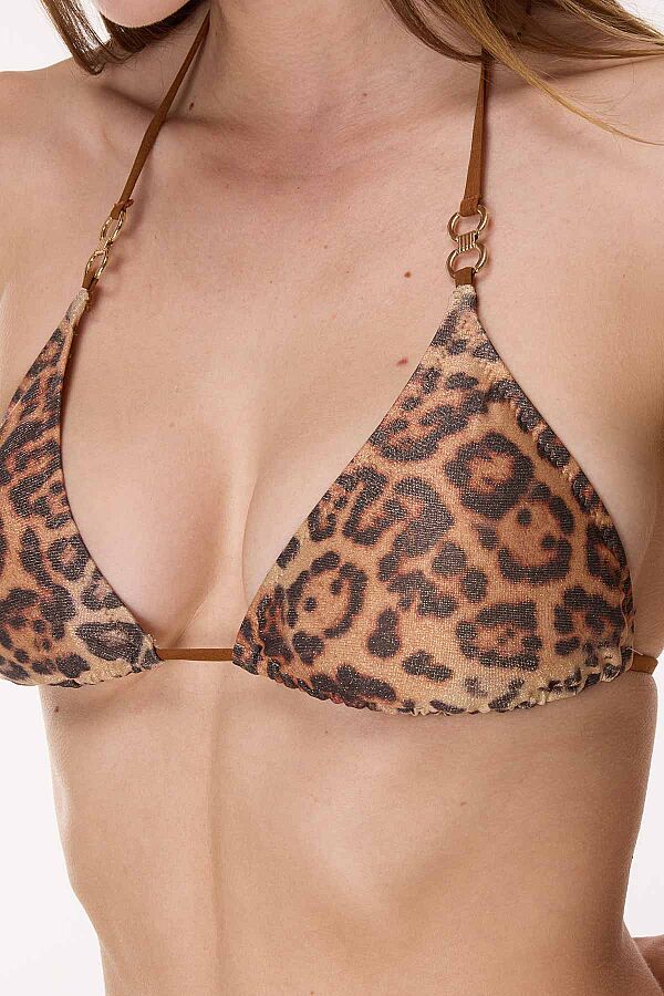 Ayyıldız 6631 Simli Leopar Desenli Üçgen Bikini Takımı - 2