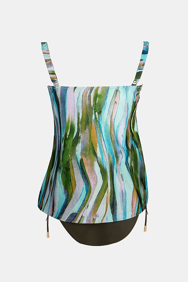 Ayyıldız 6633 Yeşil Turkuaz Desenli Büzgülü Tankini - 3